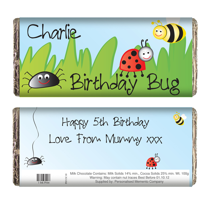 Birthday Bug Chocolate Bar